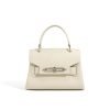 Simple genuine leather lock ladies handbag
