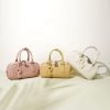 Woven leather zip lock women's handbag