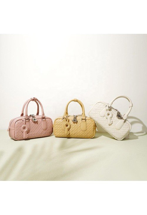 HB10-4-500x731-1 Woven leather zip lock women's handbag