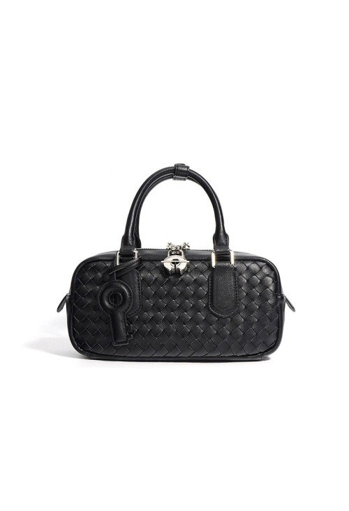 HB10-5-500x731-1 Woven leather zip lock women's handbag