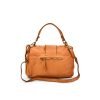 Brown leather flap women's handbag