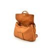 Brown leather flap women's handbag