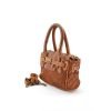 Braided leather double handle women's handbag