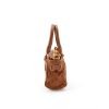 Braided leather double handle women's handbag