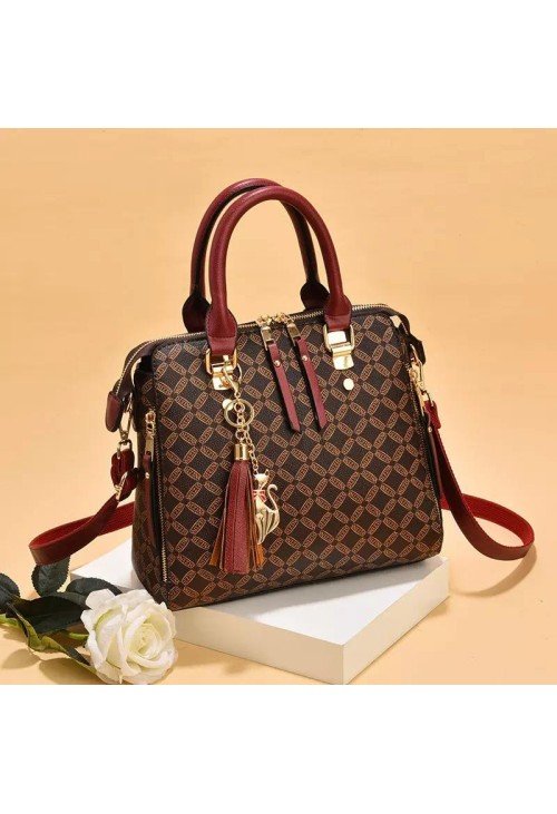 Fashion quilted plaid leather women's casual bag