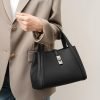 Vintage genuine leather buckle ladies casual bag