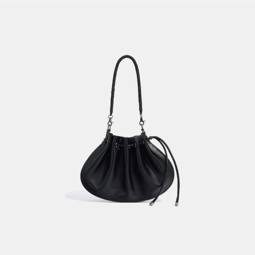 Fashion shell drawstring leather women's shoulder bag