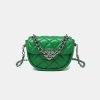 Diamond check chain leather women's shoulder bag