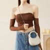 Exquisite half moon leather women's shoulder bag