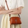 Waxed leather zipper women's shoulder bag