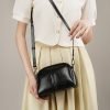 Waxed leather zipper women's shoulder bag