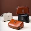Waxed leather zipper women's shoulder bag