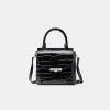 Women's crocodile textured leather shoulder bag