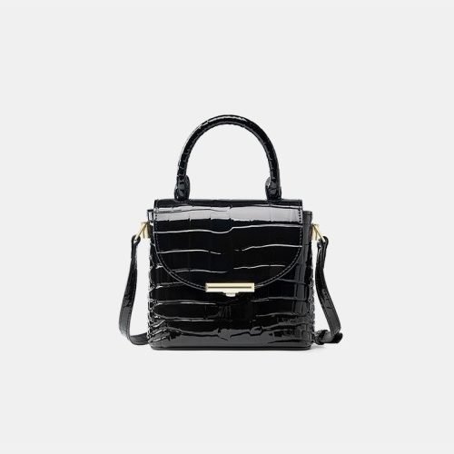 Women's crocodile textured leather shoulder bag