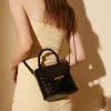 Women's crocodile textured leather shoulder bag
