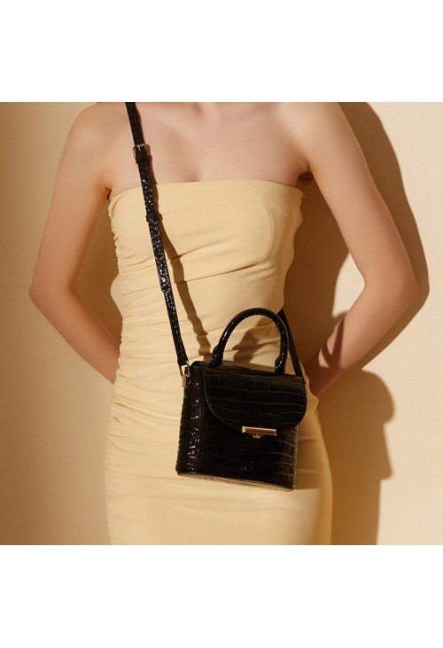 SB31-3-500x731-1 Women's crocodile textured leather shoulder bag