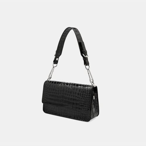 High quality crocodile textured leather women's shoulder bag