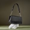 High quality crocodile textured leather women's shoulder bag