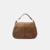 Vintage rivet leather women's shoulder bag