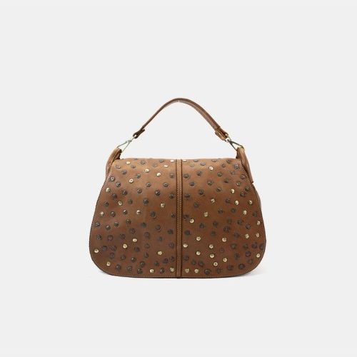 Vintage rivet leather women's shoulder bag