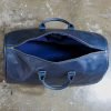 Blue quilted large capacity leather travel bag