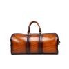 Tan hand-painted leather large-capacity travel bag