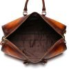 Tan hand-painted leather large-capacity travel bag