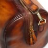 Tan hand-painted leather large-capacity travel bag