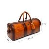 Tan hand-painted leather large-capacity travel bag