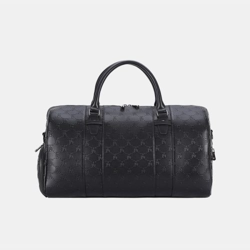 Black waterproof leather large capacity travel bag