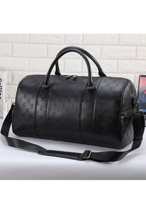 Black waterproof leather large capacity travel bag