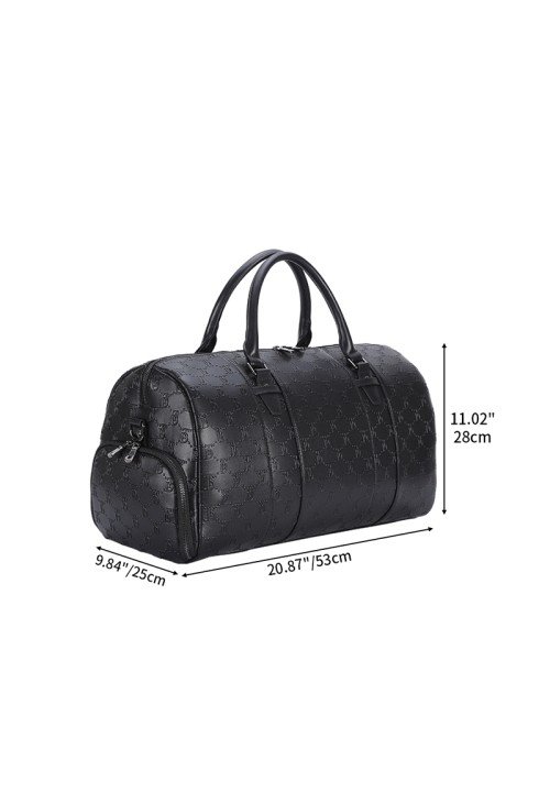 Black waterproof leather large capacity travel bag