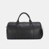 Black soft leather large capacity travel bag