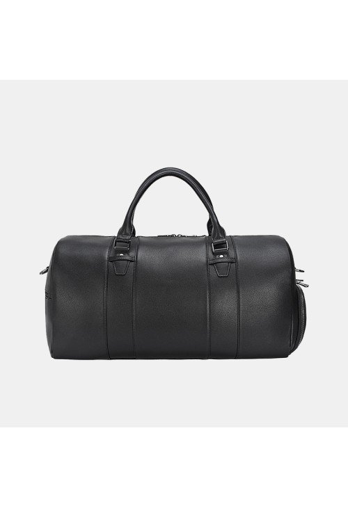Black soft leather large capacity travel bag