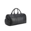 Black soft leather large capacity travel bag