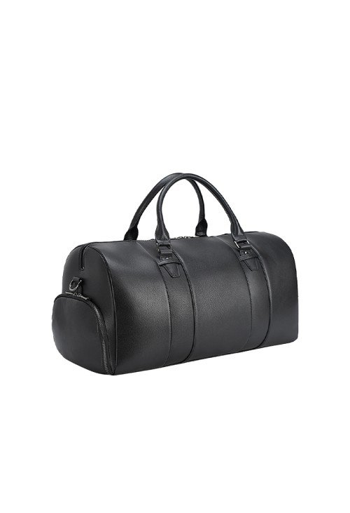 Black soft leather large capacity travel bag