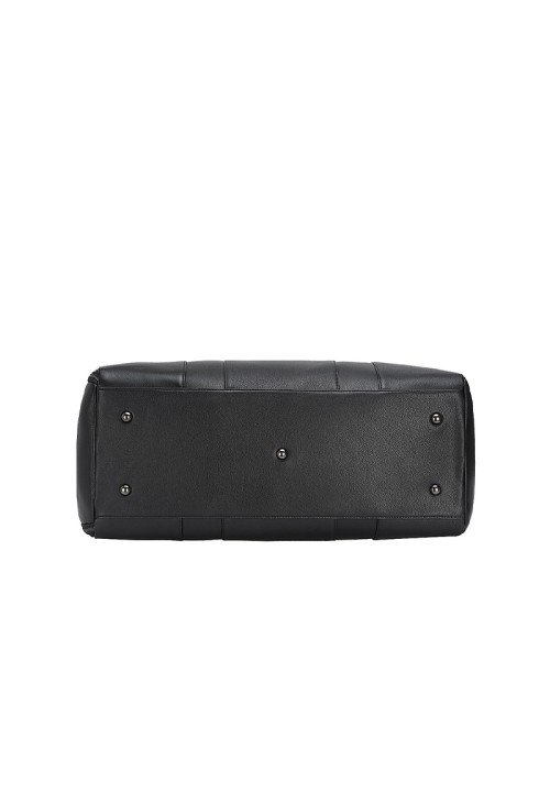 Black soft leather large capacity travel bag