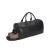Black soft leather large capacity travel bag