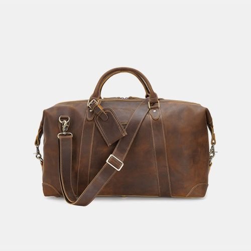 Large capacity durable leather travel bag