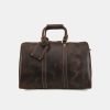 Dark brown durable leather travel bag