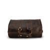 Dark brown durable leather travel bag