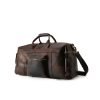 Large capacity dark brown leather travel bag