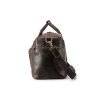 Large capacity dark brown leather travel bag