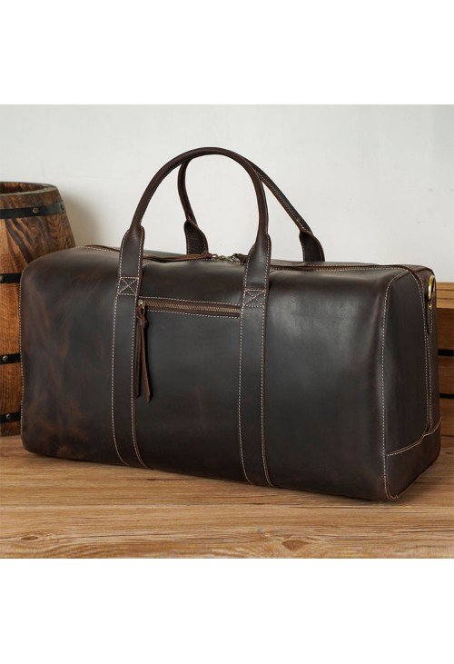 Durable large capacity genuine leather travel bag