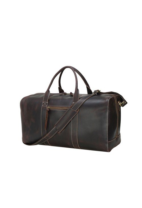 Durable large capacity genuine leather travel bag