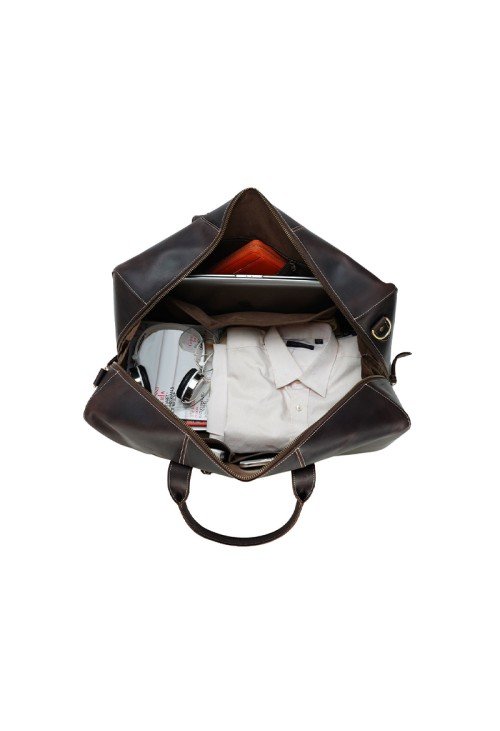 Durable large capacity genuine leather travel bag