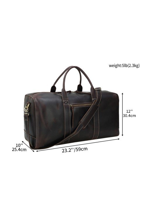 Durable large capacity genuine leather travel bag