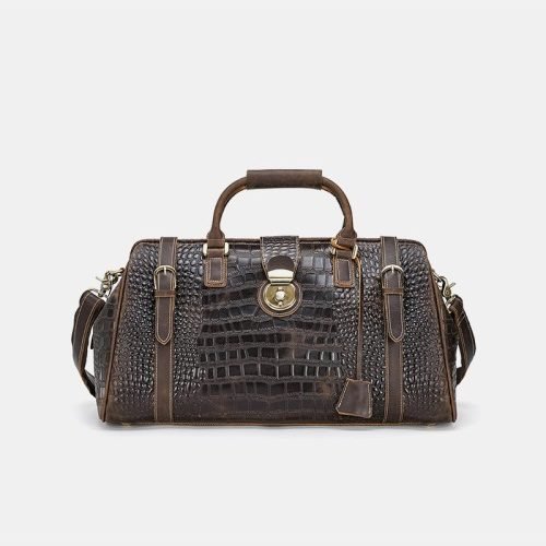 Crocodile pattern luxury large leather travel bag