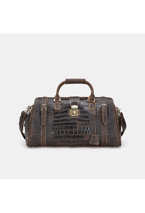 Crocodile pattern luxury large leather travel bag
