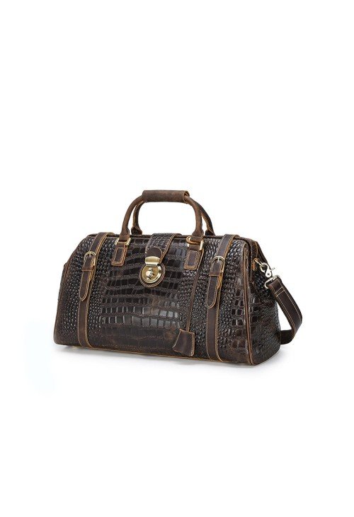 Crocodile pattern luxury large leather travel bag